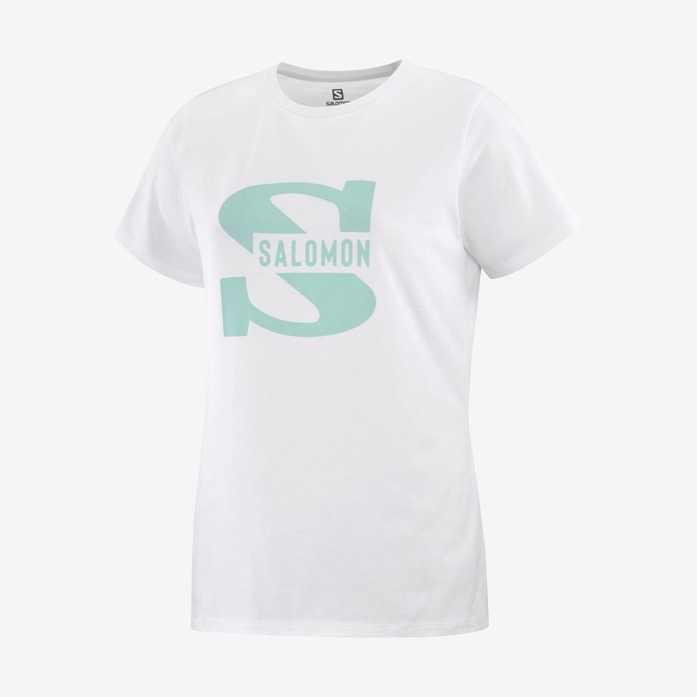 T-Shirty Damskie Salomon OUTLIFE BIG LOGO - Białe - Polska (641-GMTAYJ)